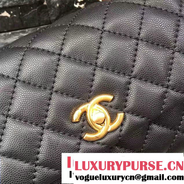 Chanel Coco Top Handle Flap Shoulder Bag Grained Calfskin Lizard Pattern A92991 Black/Red 2017