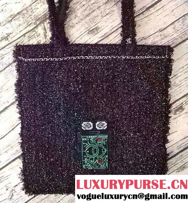 Chanel Tweed With Resin Green Robot Large Shopping Bag A94646 2017