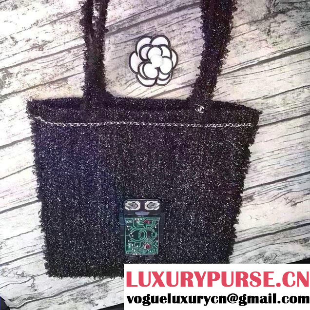 Chanel Tweed With Resin Green Robot Large Shopping Bag A94646 2017