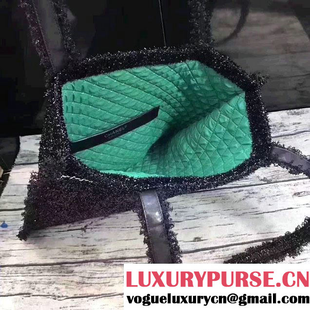 Chanel Tweed With Resin Black Robot Large Shopping Bag A94646 2017