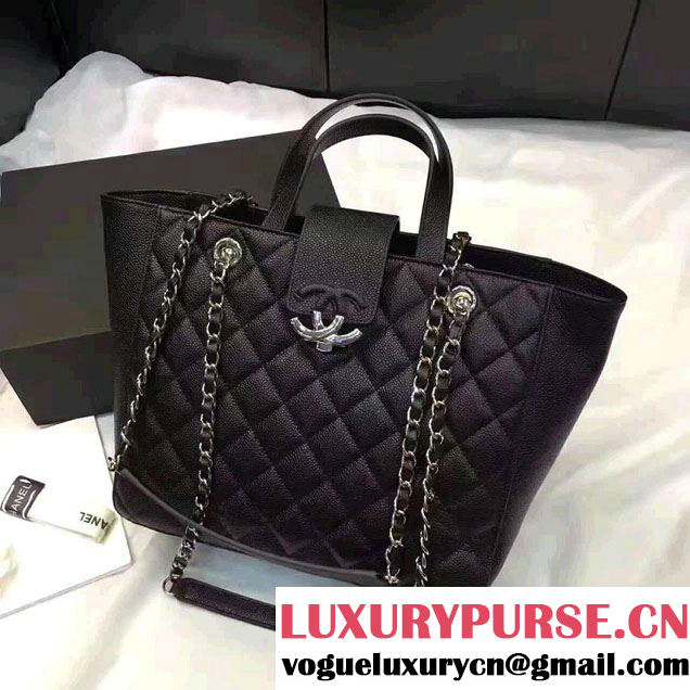 Chanel Grained Calfskin Small Shopping Bag Black A98664 2017