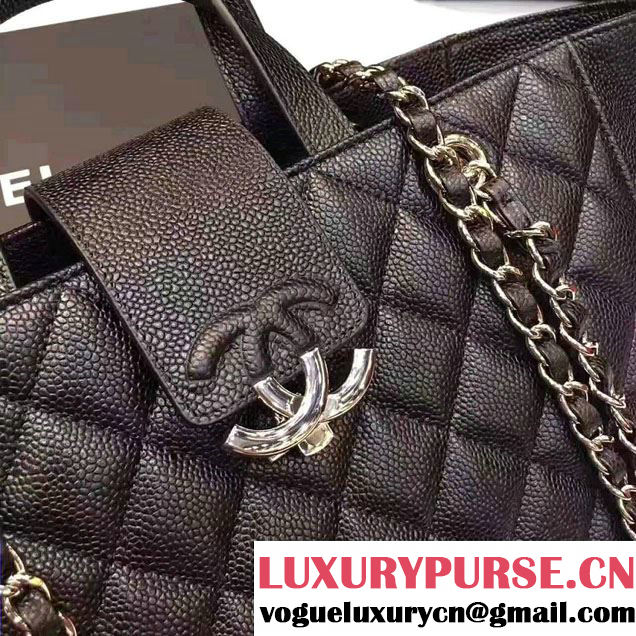 Chanel Grained Calfskin Small Shopping Bag Black A98664 2017