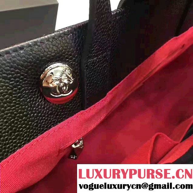 Chanel Grained Calfskin Small Shopping Bag Black A98664 2017