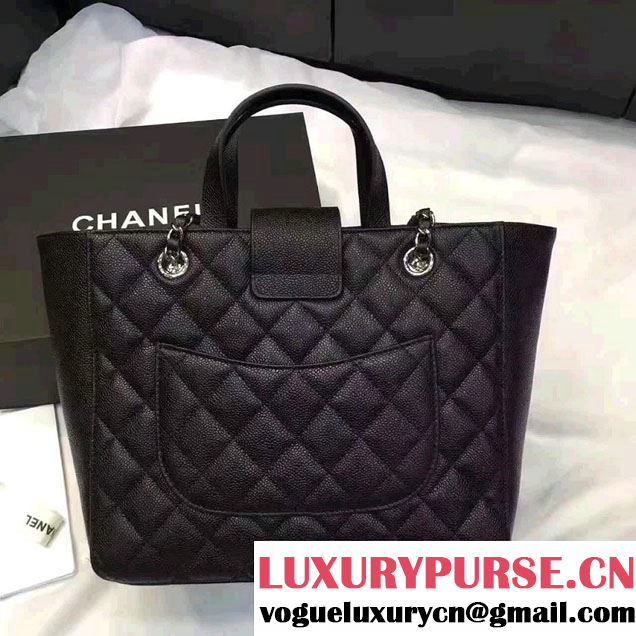 Chanel Grained Calfskin Small Shopping Bag Black A98664 2017