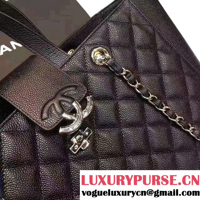 Chanel Grained Calfskin Large Shopping Bag Black A98665 2017