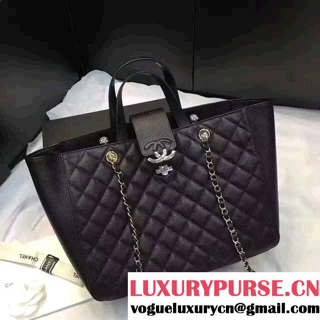 Chanel Grained Calfskin Large Shopping Bag Black A98665 2017