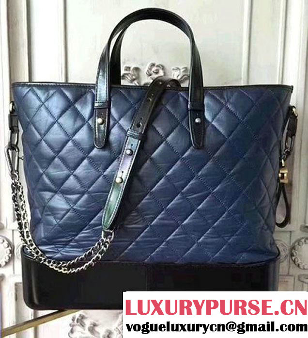 Chanel Gabrielle Large Hobo Shopping Tote Bag A93823 Dark Blue/Black 2017