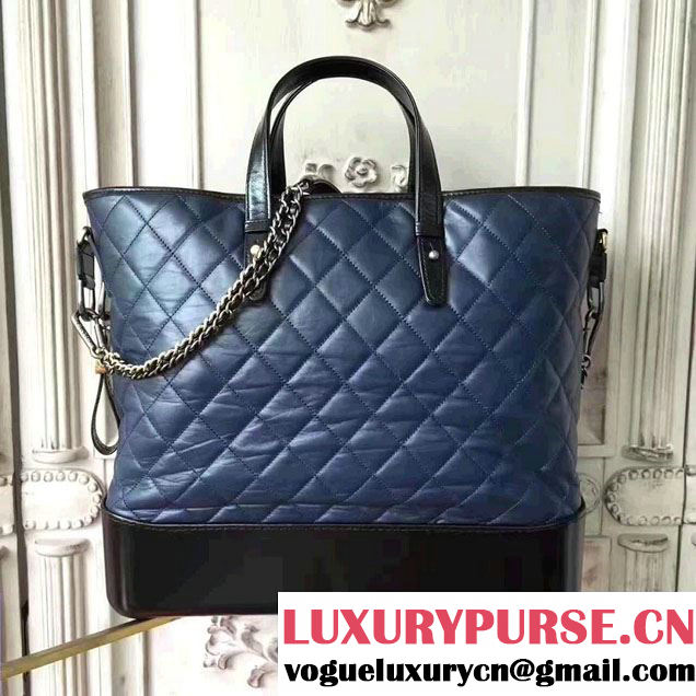 Chanel Gabrielle Large Hobo Shopping Tote Bag A93823 Dark Blue/Black 2017