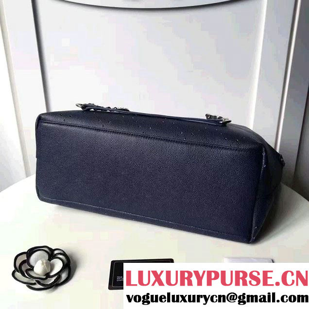 Chanel Grained Calfskin Perforate Design Large Shopping Bag A93261 Dark Blue 2017