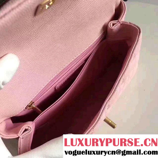 Chanel Coco Top Handle Flap Shoulder Bag Grained Calfskin Lizard Pattern 2017