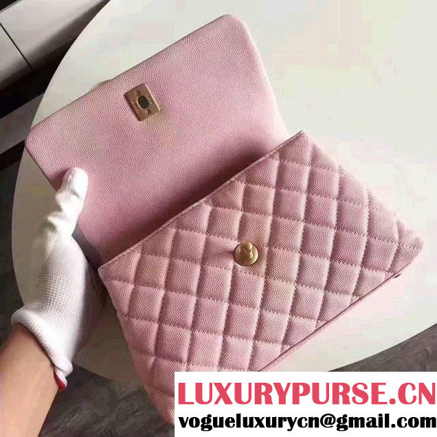 Chanel Coco Top Handle Flap Shoulder Bag Grained Calfskin Lizard Pattern 2017
