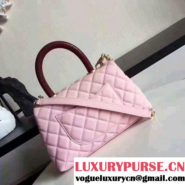 Chanel Coco Top Handle Flap Shoulder Bag Grained Calfskin Lizard Pattern 2017