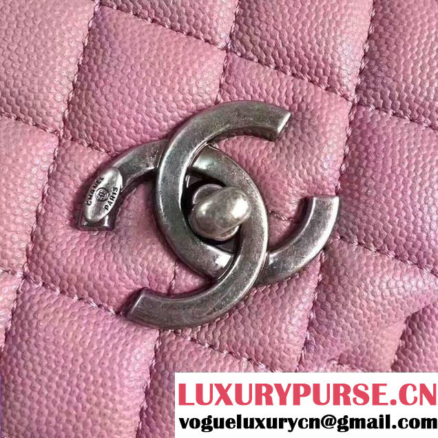 Chanel Coco Top Handle Flap Shoulder Bag Grained Calfskin Lizard Pattern 2017