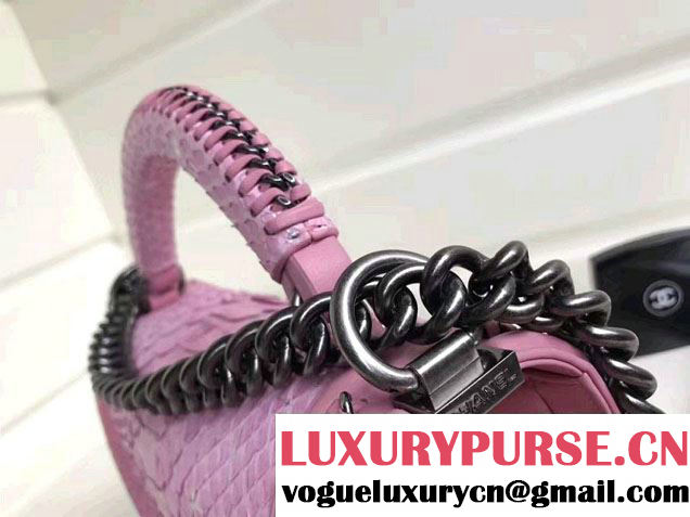 Chanel Python Chain Top Handle Boy Flap Medium Bag 2017