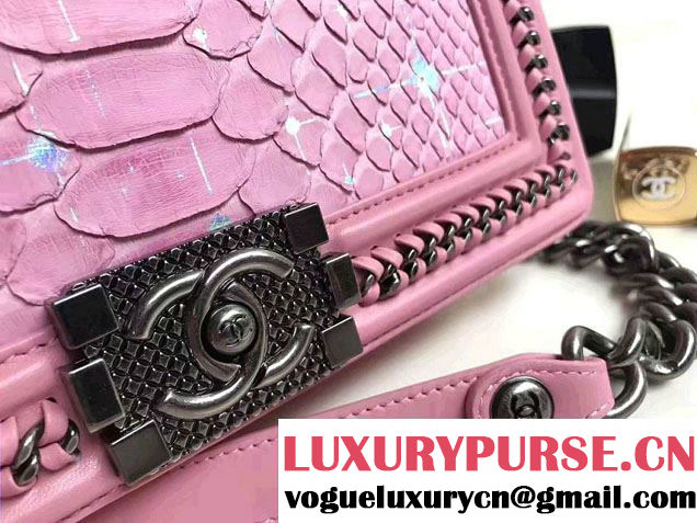 Chanel Python Chain Top Handle Boy Flap Medium Bag 2017