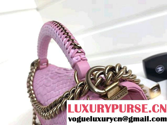 Chanel Python Chain Top Handle Boy Flap Medium Bag 2017
