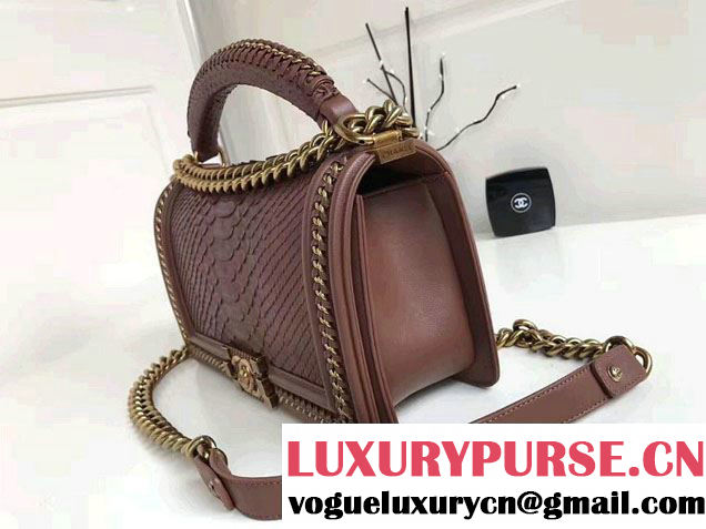 Chanel Python Chain Top Handle Boy Flap Medium Bag 2017