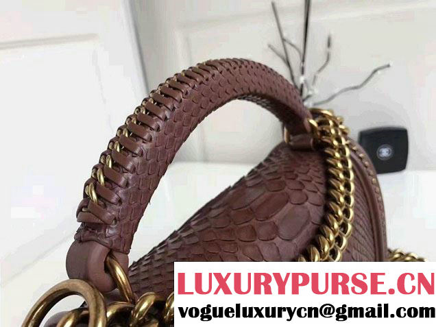 Chanel Python Chain Top Handle Boy Flap Medium Bag 2017