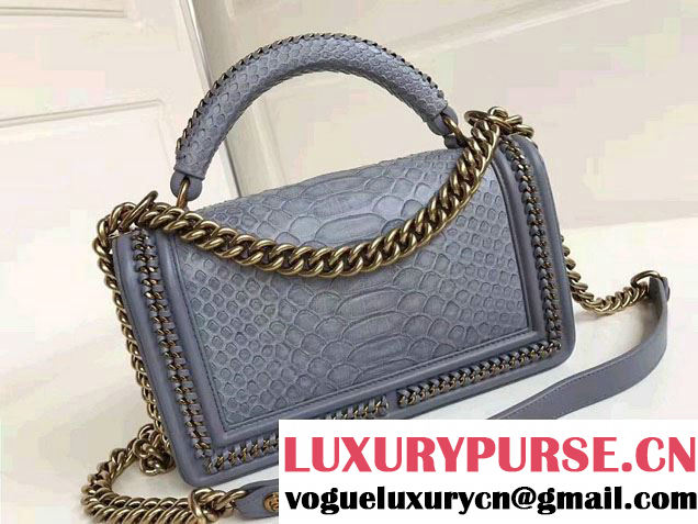Chanel Python Chain Top Handle Boy Flap Medium Bag 2017