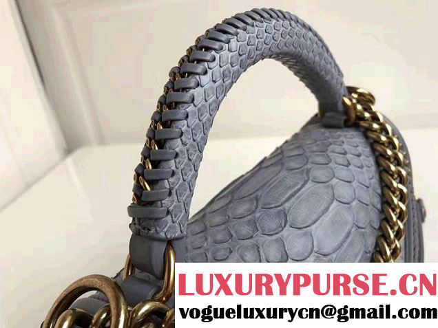 Chanel Python Chain Top Handle Boy Flap Medium Bag 2017