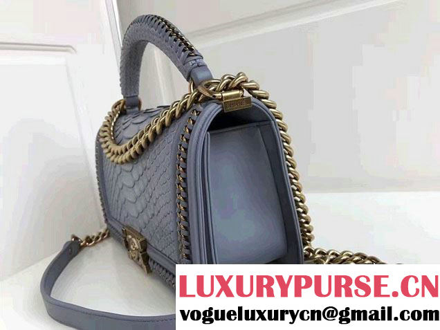 Chanel Python Chain Top Handle Boy Flap Medium Bag 2017
