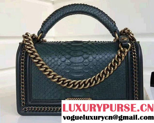 Chanel Python Chain Top Handle Boy Flap Medium Bag 2017