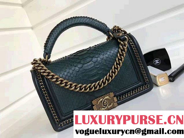 Chanel Python Chain Top Handle Boy Flap Medium Bag 2017