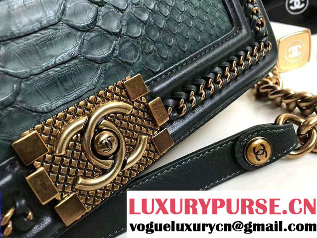 Chanel Python Chain Top Handle Boy Flap Medium Bag 2017