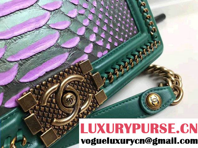 Chanel Python Chain Top Handle Boy Flap Medium Bag 2017