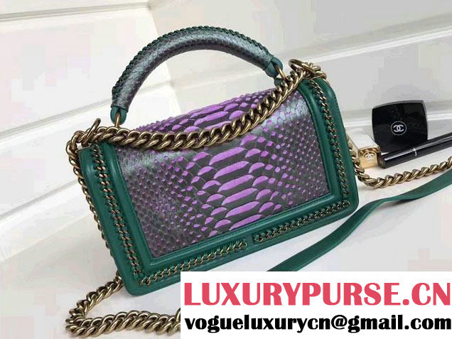 Chanel Python Chain Top Handle Boy Flap Medium Bag 2017