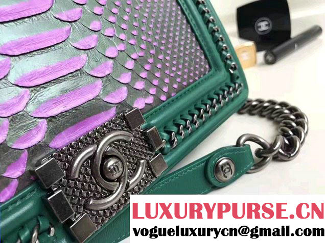 Chanel Python Chain Top Handle Boy Flap Medium Bag 2017