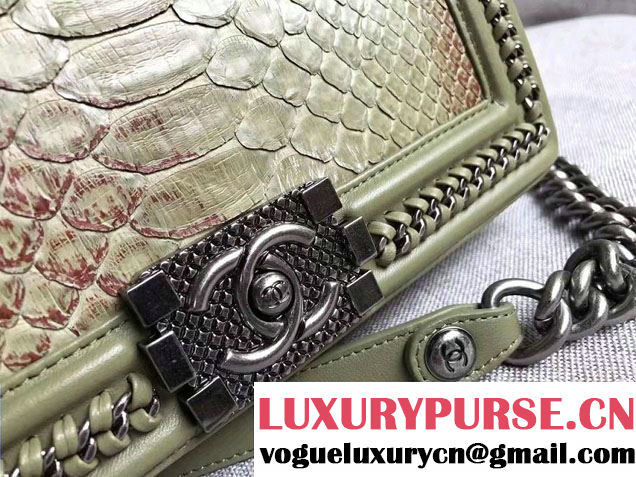 Chanel Python Chain Top Handle Boy Flap Medium Bag 2017