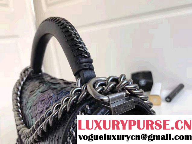 Chanel Python Chain Top Handle Boy Flap Medium Bag 2017