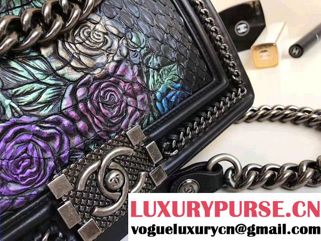 Chanel Python Chain Top Handle Boy Flap Medium Bag 2017