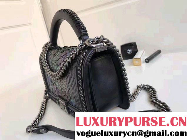 Chanel Python Chain Top Handle Boy Flap Medium Bag 2017