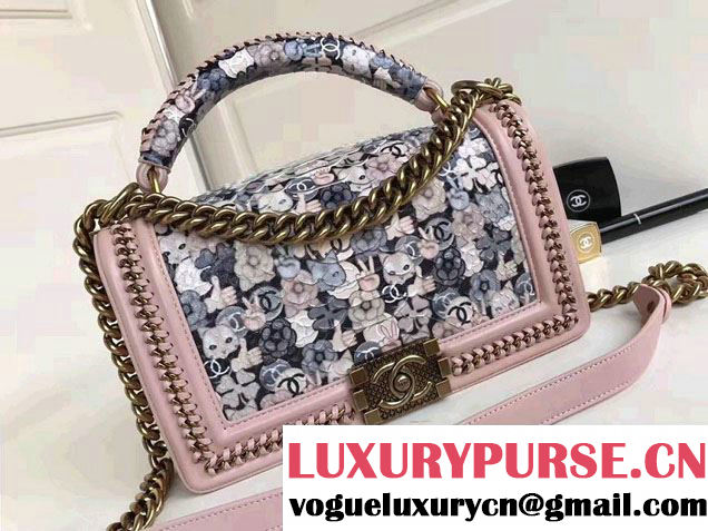Chanel Python Chain Top Handle Boy Flap Medium Bag 2017