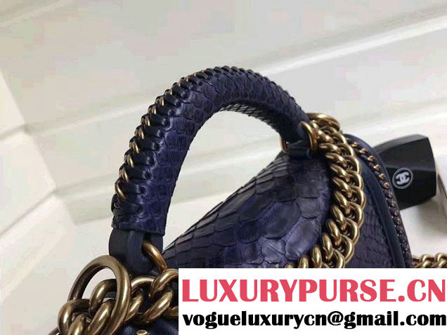 Chanel Python Chain Top Handle Boy Flap Small Bag 01 2017