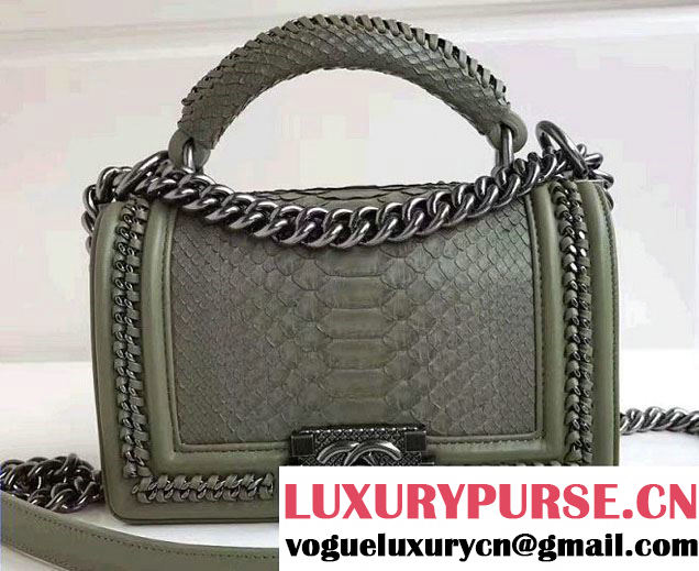 Chanel Python Chain Top Handle Boy Flap Small Bag 2017