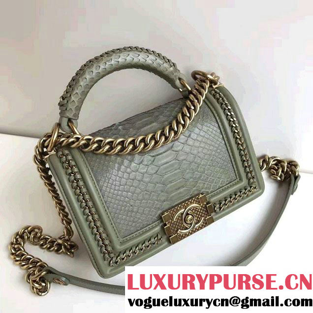 Chanel Python Chain Top Handle Boy Flap Small Bag 2017