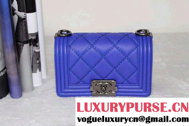 Chanel Mini Blue Le Boy Flap Shoulder Bag 2014