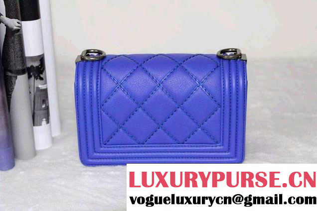 Chanel Mini Blue Le Boy Flap Shoulder Bag 2014