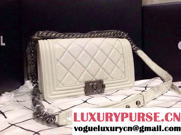 Chanel White Boy Flap Bag Cruise 2014