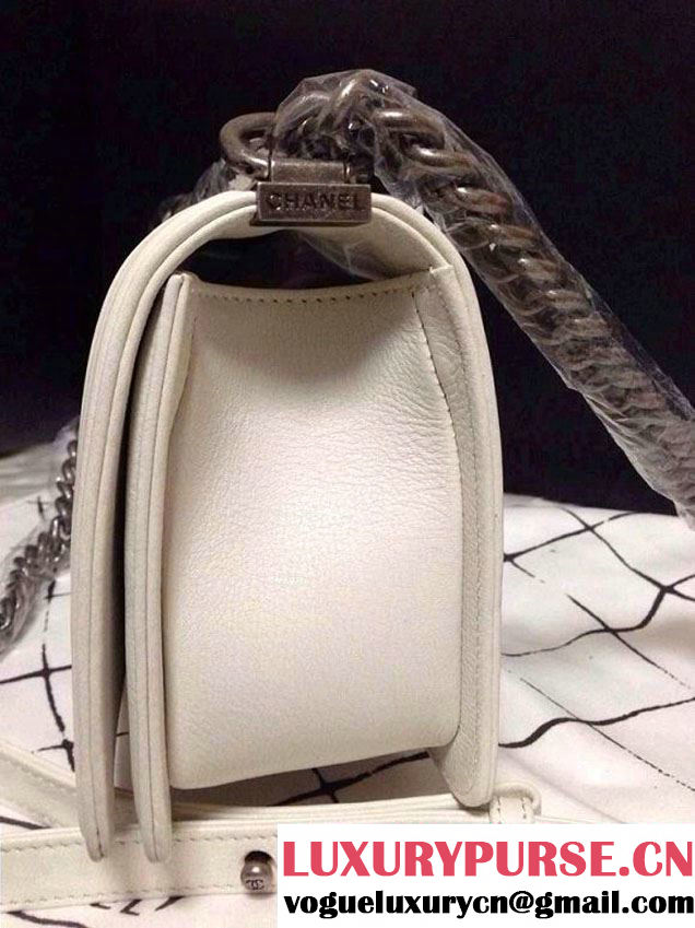 Chanel White Boy Flap Bag Cruise 2014
