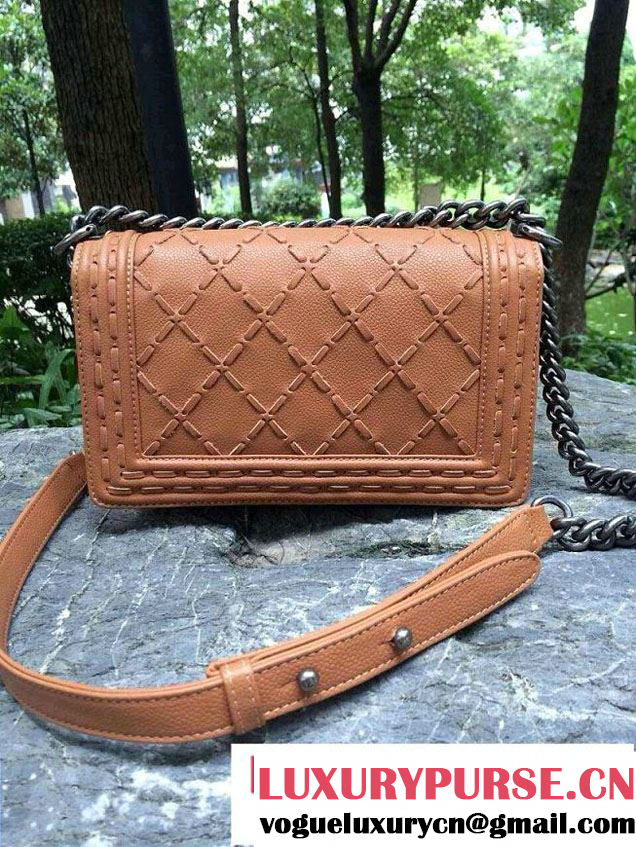 Chanel Large Stitch Boy Flap Bag Prefall 2014 in Earth Yellow