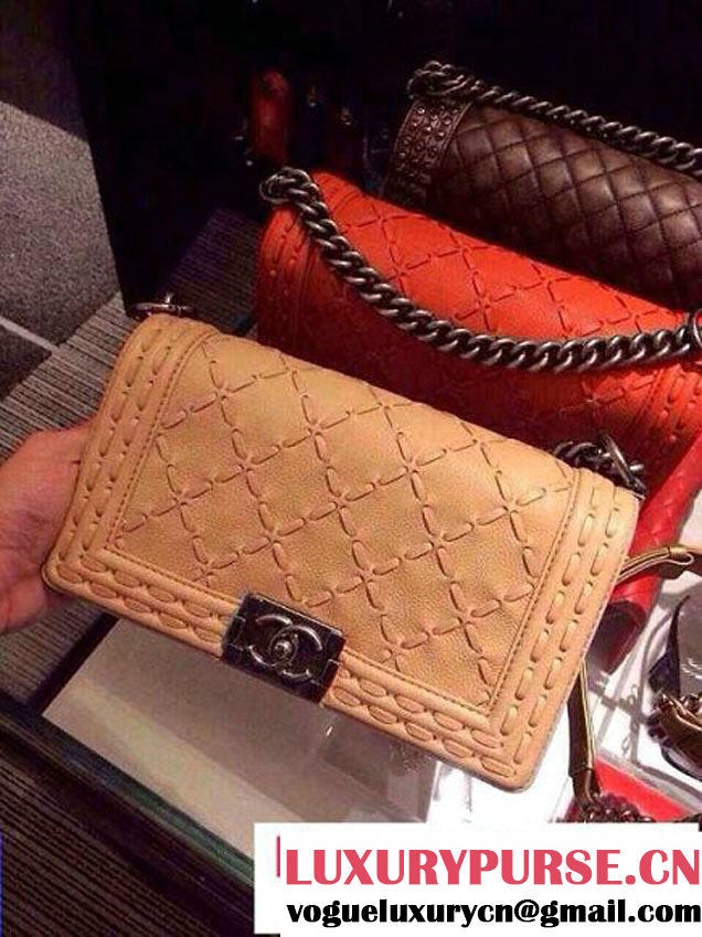 Chanel Large Stitch Boy Flap Bag Prefall 2014 in Earth Yellow