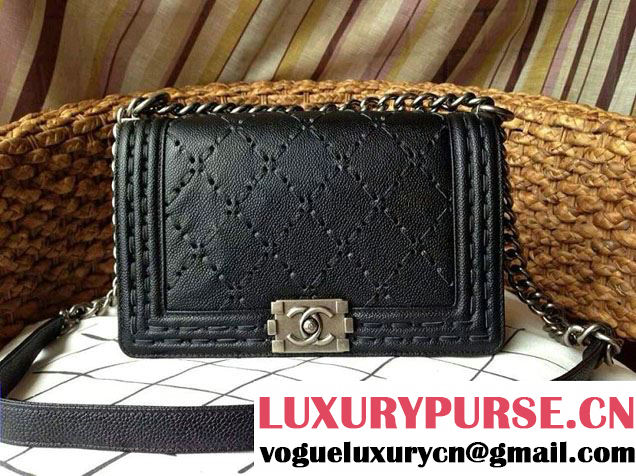 Chanel Large Stitch Boy Flap Bag Prefall 2014 in Black