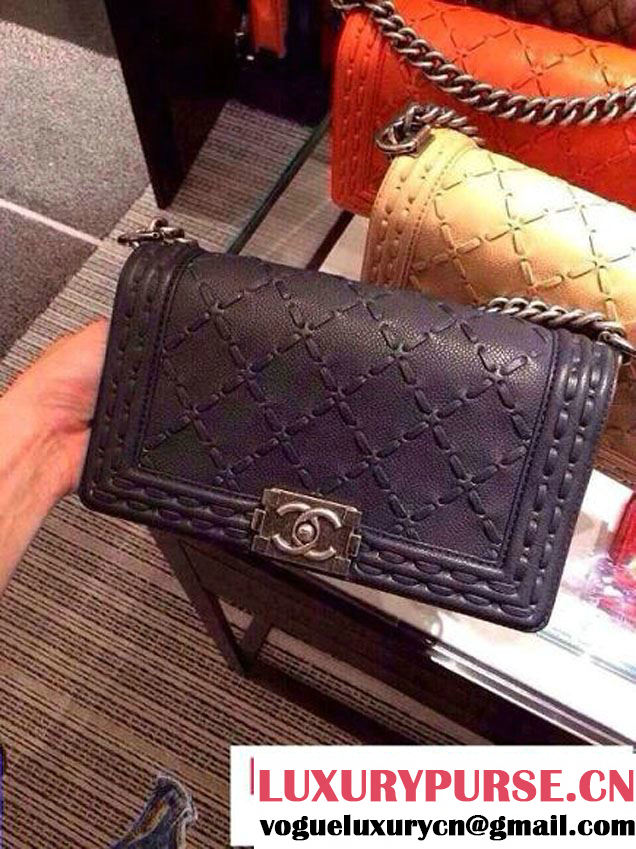 Chanel Large Stitch Boy Flap Bag Prefall 2014 in Black