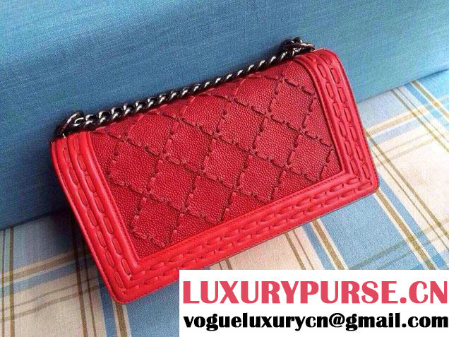 Chanel Large Stitch Boy Flap Bag Prefall 2014 in Red