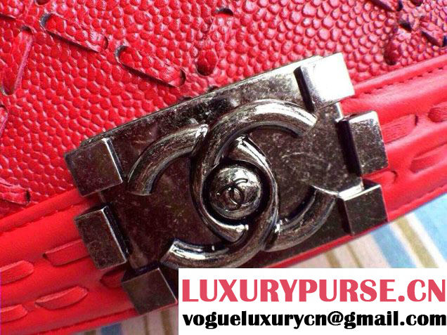 Chanel Large Stitch Boy Flap Bag Prefall 2014 in Red