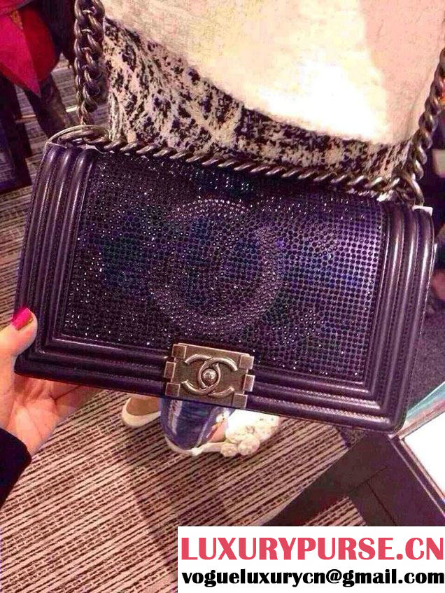 Chanel Silver Crystallized CC Boy Bag Prefall-2014
